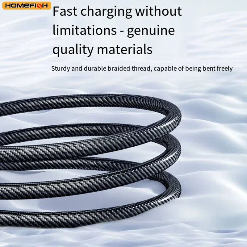 HOMEFISH 60W USB-C Super Fast Charging Cable with Digital Display, Braided Anti-Fracture Wire, Maximum Compatible with 120W