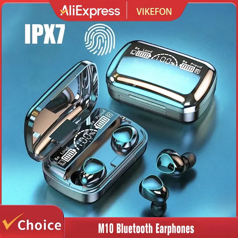 TWS M10 Wireless Bluetooth Headset with Charge Box for Phone Noise Cancelling Mic Earbuds LED Display Headphones Sport Earphones