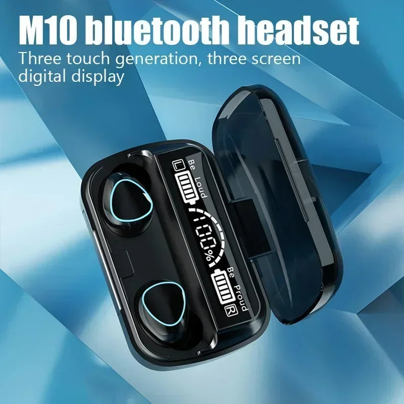 TWS M10 Wireless Bluetooth Headset with Charge Box for Phone Noise Cancelling Mic Earbuds LED Display Headphones Sport Earphones