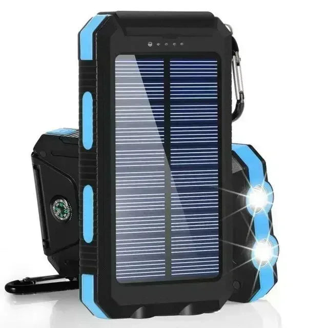 Solar Power Bank Waterproof Large Capacity Powerbank Fast Charging External Battery with SOS for IPhone Samsung Xiaomi